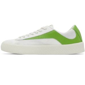 BY FAR Woman Rodina Mesh And Leather Low Sneakers White/Green Size 38, US 7.5